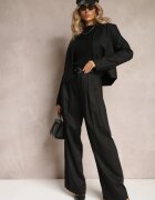 bisou's project Pantaloni Negri Largi High Waist cu Buzunare Keanne