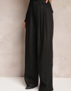 bisou's project Pantaloni Negri Largi High Waist cu Buzunare Keanne