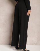bisou's project Pantaloni Negri Talie înaltă în Stil Costum cu Buzunare Junife