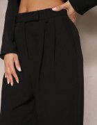 bisou's project Pantaloni Negri Talie înaltă în Stil Costum cu Buzunare Junife