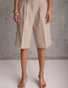 bisou's project Pantaloni scurți Bej cu croială tip costum High Waist cu adaos de viscoză Mavvia