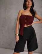 bisou's project Pantaloni scurți Negri cu croială tip costum High Waist cu adaos de viscoză Mavvia