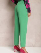 bisou's project Pantaloni țigaretă Verzi cu Talie Înaltă și Curea din Material cu Zirconii Marintta