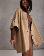 bisou's project Poncho oversize din tricot cu mânecă scurtă închis cu nasturi Obsidis Bej