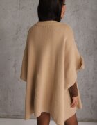 bisou's project Poncho oversize din tricot cu mânecă scurtă închis cu nasturi Obsidis Bej