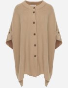 bisou's project Poncho oversize din tricot cu mânecă scurtă închis cu nasturi Obsidis Bej