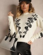 bisou's project Pulover Bej deschis cu Lână Paiete și Broderie Florală Boredi