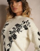 bisou's project Pulover Bej deschis cu Lână Paiete și Broderie Florală Boredi