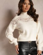 bisou's project Pulover Bej deschis Tricotat cu Inserție din Dantelă Laroline
