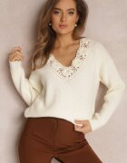 bisou's project Pulover Bej deschis Tricotat cu model ajurat Elisora