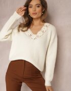 bisou's project Pulover Bej deschis Tricotat cu model ajurat Elisora