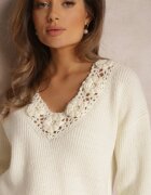 bisou's project Pulover Bej deschis Tricotat cu model ajurat Elisora