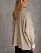 bisou's project Pulover din viscoză croială oversize cu cămașă imitată dedesubt Brosena Bej
