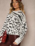 bisou's project Pulover Gri din Lână Decorat cu Imprimeu Leopard cu Paiete Issanoria
