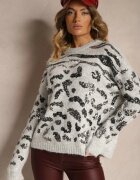 bisou's project Pulover Gri din Lână Decorat cu Imprimeu Leopard cu Paiete Issanoria
