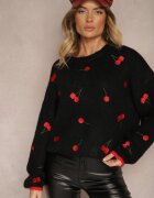 bisou's project Pulover Negru cu Cireșe cu adaos de Lână Eltintia