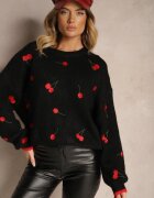 bisou's project Pulover Negru cu Cireșe cu adaos de Lână Eltintia