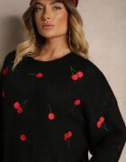 bisou's project Pulover Negru cu Cireșe cu adaos de Lână Eltintia