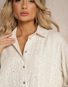 bisou's project Rochie Ajourată Bej deschis Stil cămașă Din viscoză și in Cu șlițuri și nasturi Sannesti