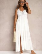 bisou's project Rochie Albă Boho Evazată din Viscoză Risalenne