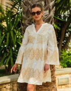 bisou's project Rochie Albă Brodată Cloș cu Mânecă Largă Kalee
