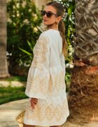 bisou's project Rochie Albă Brodată Cloș cu Mânecă Largă Kalee