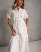 bisou's project Rochie Albă Brodată Din bumbac cu elastic în talie Ineryna