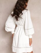 bisou's project Rochie Albă Cloche cu guler tunică și elastic în talie Amrei