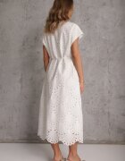 bisou's project Rochie albă de bumbac cu broderie cu cordon din material în talie Dimla