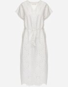 bisou's project Rochie albă de bumbac cu broderie cu cordon din material în talie Dimla
