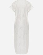 bisou's project Rochie albă de bumbac cu broderie cu cordon din material în talie Dimla
