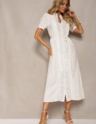 bisou's project Rochie Albă din Bumbac cu Cordon Decorată cu Dantelă Virona