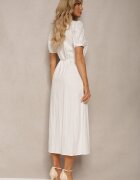 bisou's project Rochie Albă din Bumbac cu Cordon Decorată cu Dantelă Virona