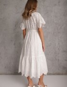 bisou's project Rochie Albă din bumbac evazată cu broderie cu nasturi și elastic în talie Lovarae
