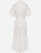 bisou's project Rochie Albă din bumbac evazată cu broderie cu nasturi și elastic în talie Lovarae
