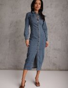 bisou's project Rochie Albastră Cambrată din denim cu croială tip cămașă Nezavia