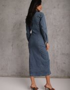 bisou's project Rochie Albastră Cambrată din denim cu croială tip cămașă Nezavia