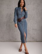 bisou's project Rochie Albastră Cambrată din denim cu croială tip cămașă Nezavia