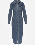 bisou's project Rochie Albastră Cambrată din denim cu croială tip cămașă Nezavia