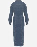 bisou's project Rochie Albastră Cambrată din denim cu croială tip cămașă Nezavia