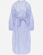 bisou's project Rochie Albastră din bumbac cu croială tip cutie cu broderie și cordon Guineney