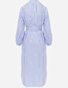 bisou's project Rochie Albastră din bumbac cu croială tip cutie cu broderie și cordon Guineney