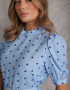 bisou's project Rochie Albastră Evazată Midi cu Elastic în Talie și Curea Decorativă cu Cataramă Abennita