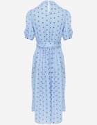 bisou's project Rochie Albastră Evazată Midi cu Elastic în Talie și Curea Decorativă cu Cataramă Abennita