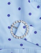 bisou's project Rochie Albastră Evazată Midi cu Elastic în Talie și Curea Decorativă cu Cataramă Abennita