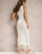 bisou's project Rochie Asimetrică Mulată Albă cu o singură bretea Finisată cu șnururi Alareva