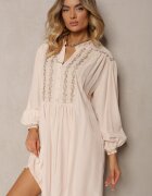 bisou's project Rochie Bej Brodată Midi Croi Lărgit cu Mânecă Lungă Rosen