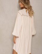 bisou's project Rochie Bej Brodată Midi Croi Lărgit cu Mânecă Lungă Rosen