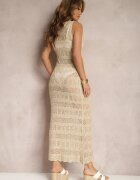 bisou's project Rochie bej din dantelă cu croială mulată decorată cu fir metalic Xinesa