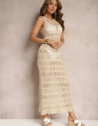 bisou's project Rochie bej din dantelă cu croială mulată decorată cu fir metalic Xinesa